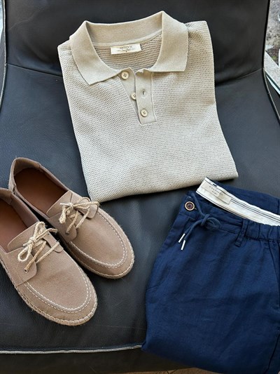 Örme Yakalı Triko T-Shirt