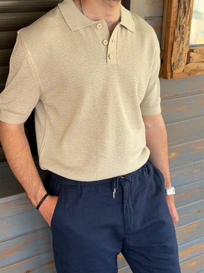 Örme Yakalı Triko T-Shirt