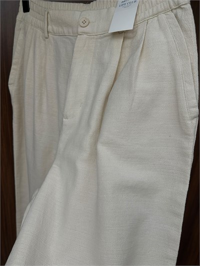 Pileli Keten Pantolon