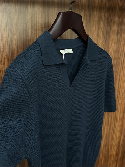 Pirinç Örme Yakalı Triko T-Shirt