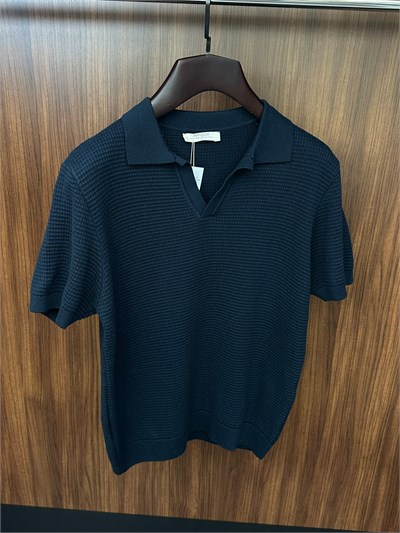 Pirinç Örme Yakalı Triko T-Shirt