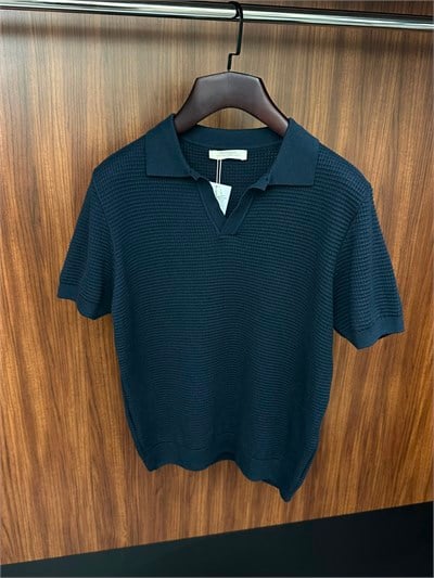 Pirinç Örme Yakalı Triko T-Shirt