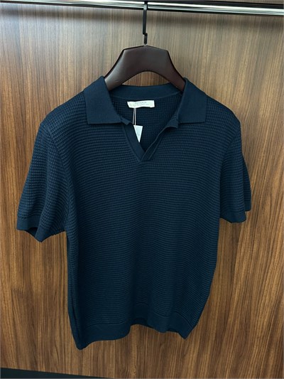 Pirinç Örme Yakalı Triko T-Shirt