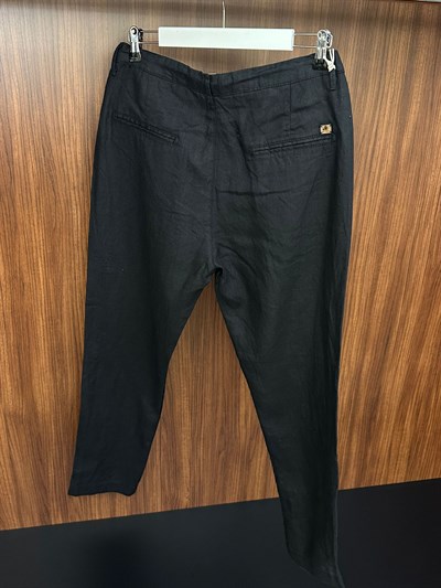 Saf Keten Beli Lastikli İpli Pantolon