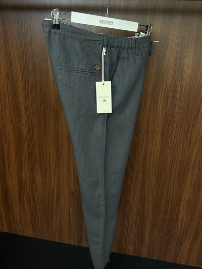 Saf Keten Beli Lastikli İpli Pantolon
