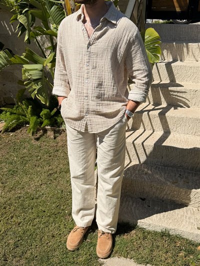 Tayland Müslin Çizgili Gömlek