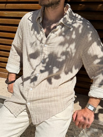 Tayland Müslin Çizgili Gömlek