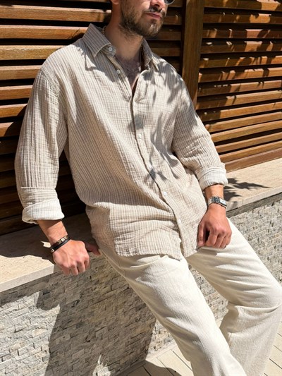 Tayland Müslin Çizgili Gömlek