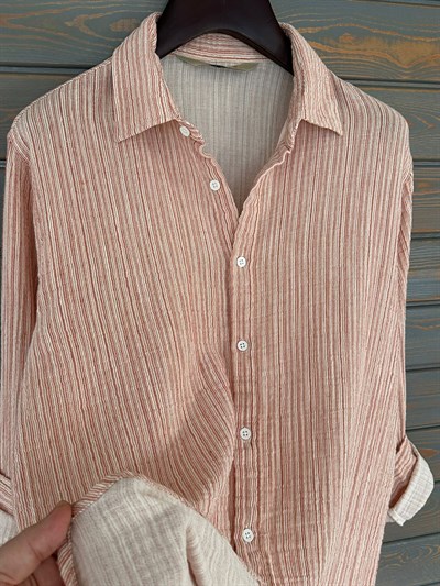 Tayland Müslin Çizgili Gömlek
