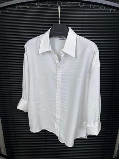 Tencel Kumaş Yakalı Klasik Beyaz Gömlek
