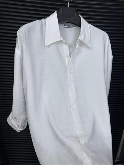 Tencel Kumaş Yakalı Klasik Beyaz Gömlek