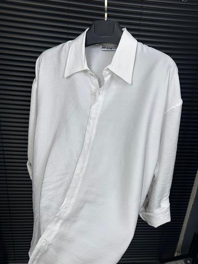 Tencel Kumaş Yakalı Klasik Beyaz Gömlek