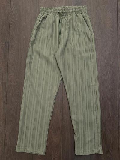 Tonaton Çizgili Baggy Jogger Pantolon - Çağla Yeşili
