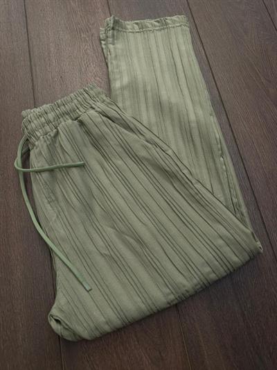 Tonaton Çizgili Baggy Jogger Pantolon - Çağla Yeşili