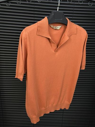 Triko Kumaş Yakalı T-Shirt - Kremit