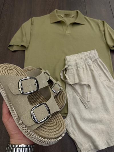 Triko Kumaş Yakalı T-Shirt