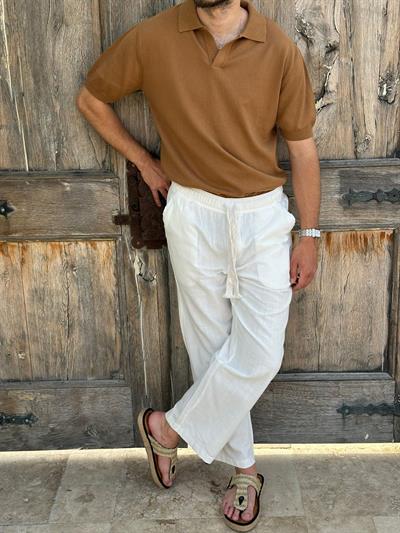 Triko Kumaş Yakalı T-Shirt