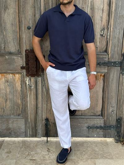 Triko Kumaş Yakalı T-Shirt