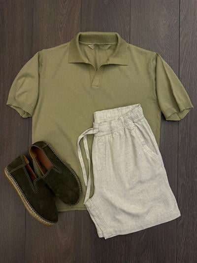 Triko Kumaş Yakalı T-Shirt