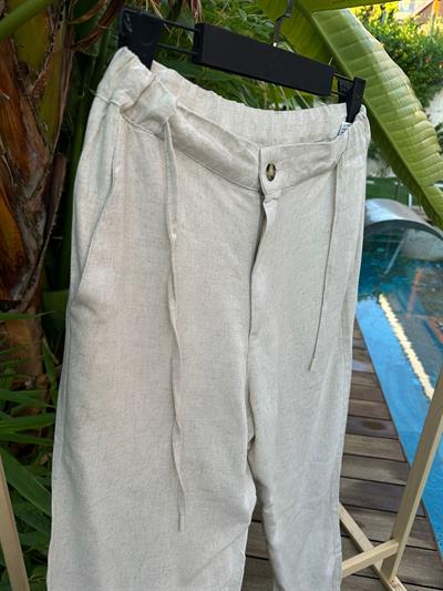 Viskon Keten Pantolon - Bej