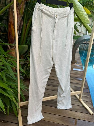 Viskon Keten Pantolon - Bej