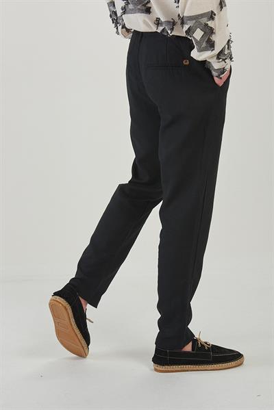 Saf Keten Beli Lastikli İpli Pantolon