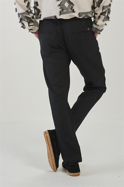 Saf Keten Beli Lastikli İpli Pantolon