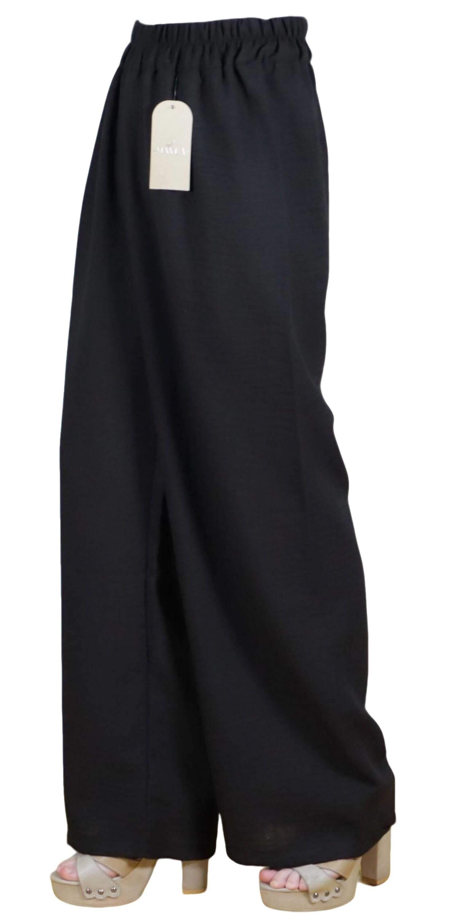 KETEN PLAZZO PANTOLON-SİYAH