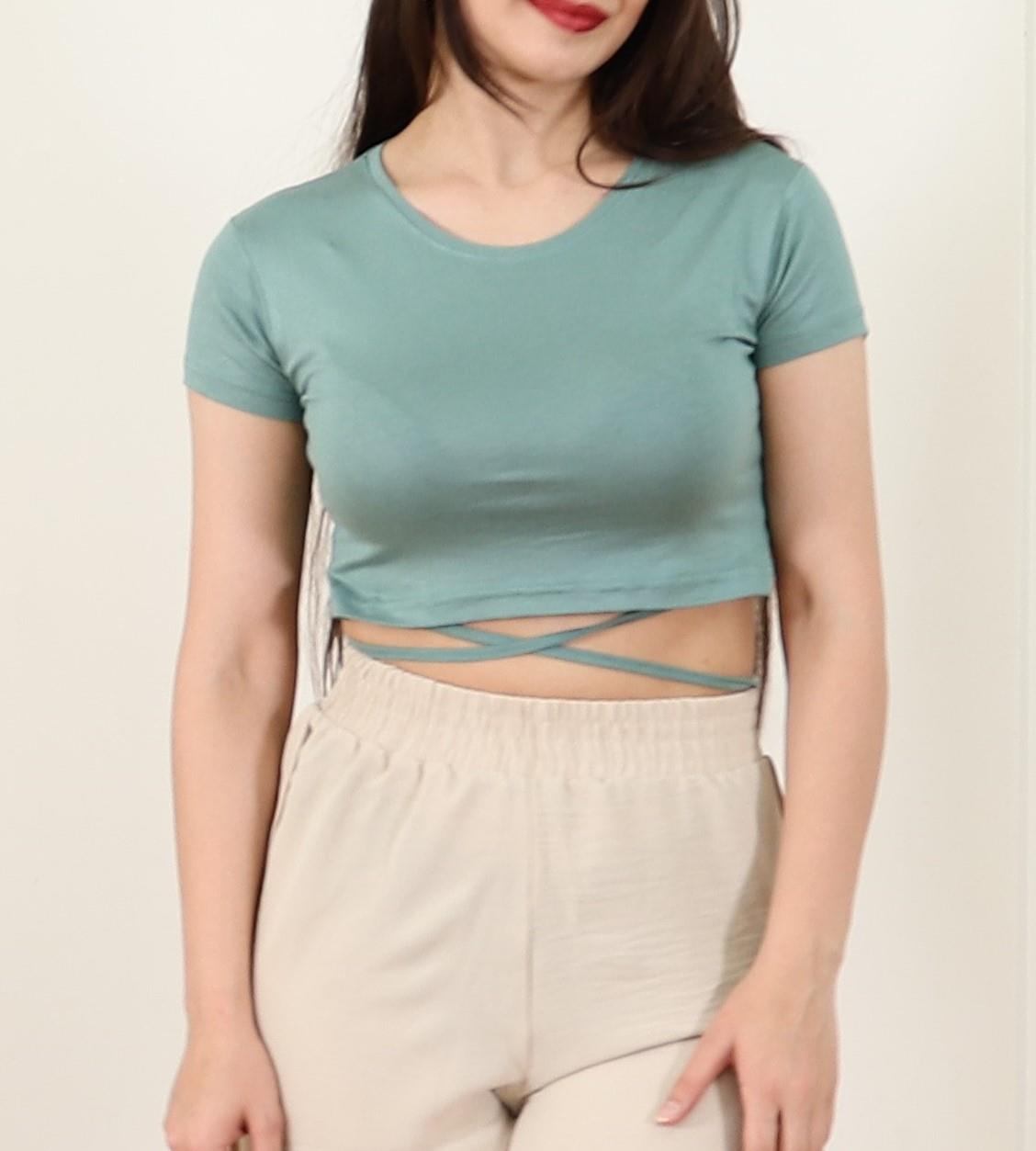 BİSİKLET YAKA BAĞLAMALI CROP