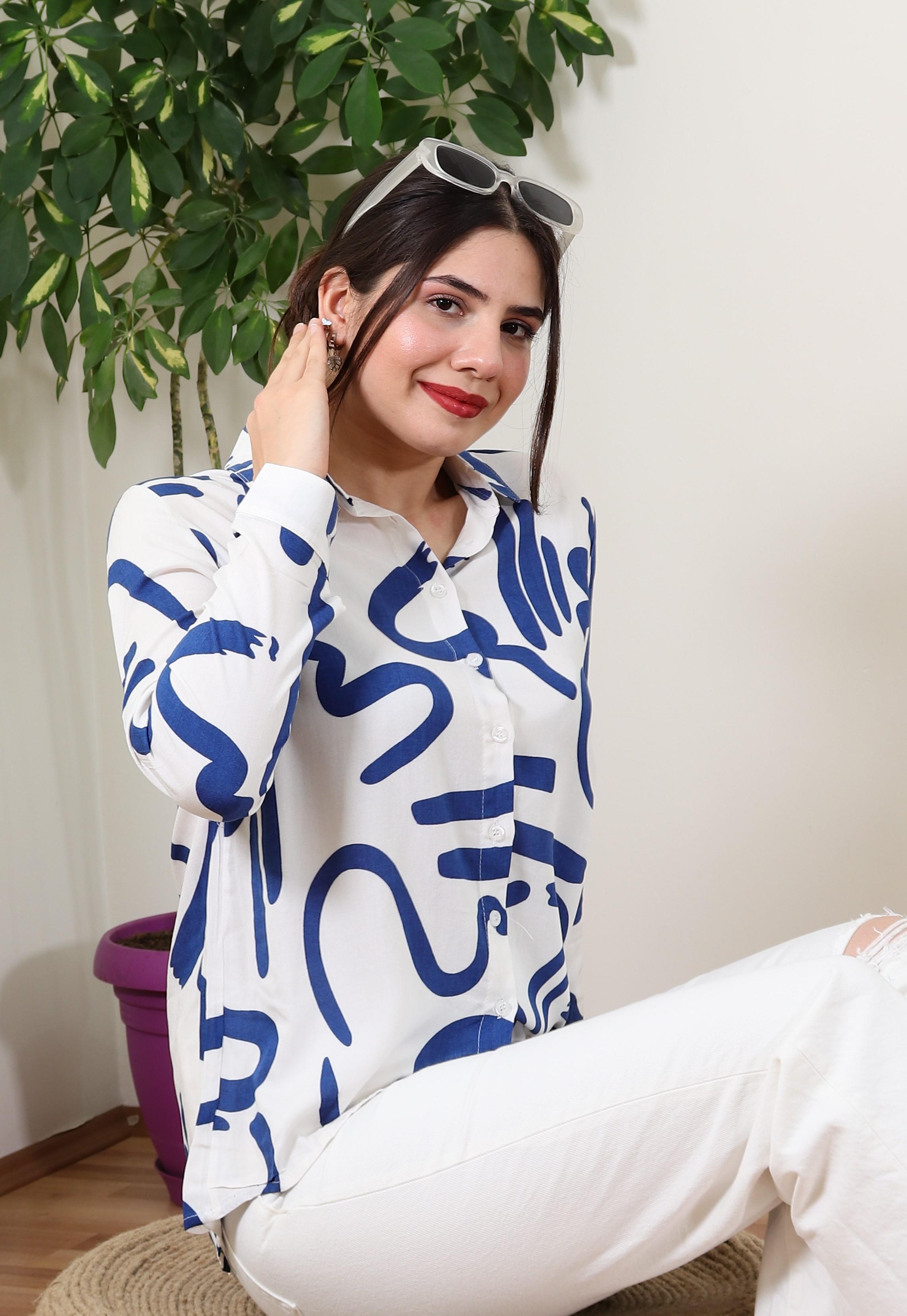 DESENLİ DOKUMA VİSKON GÖMLEK