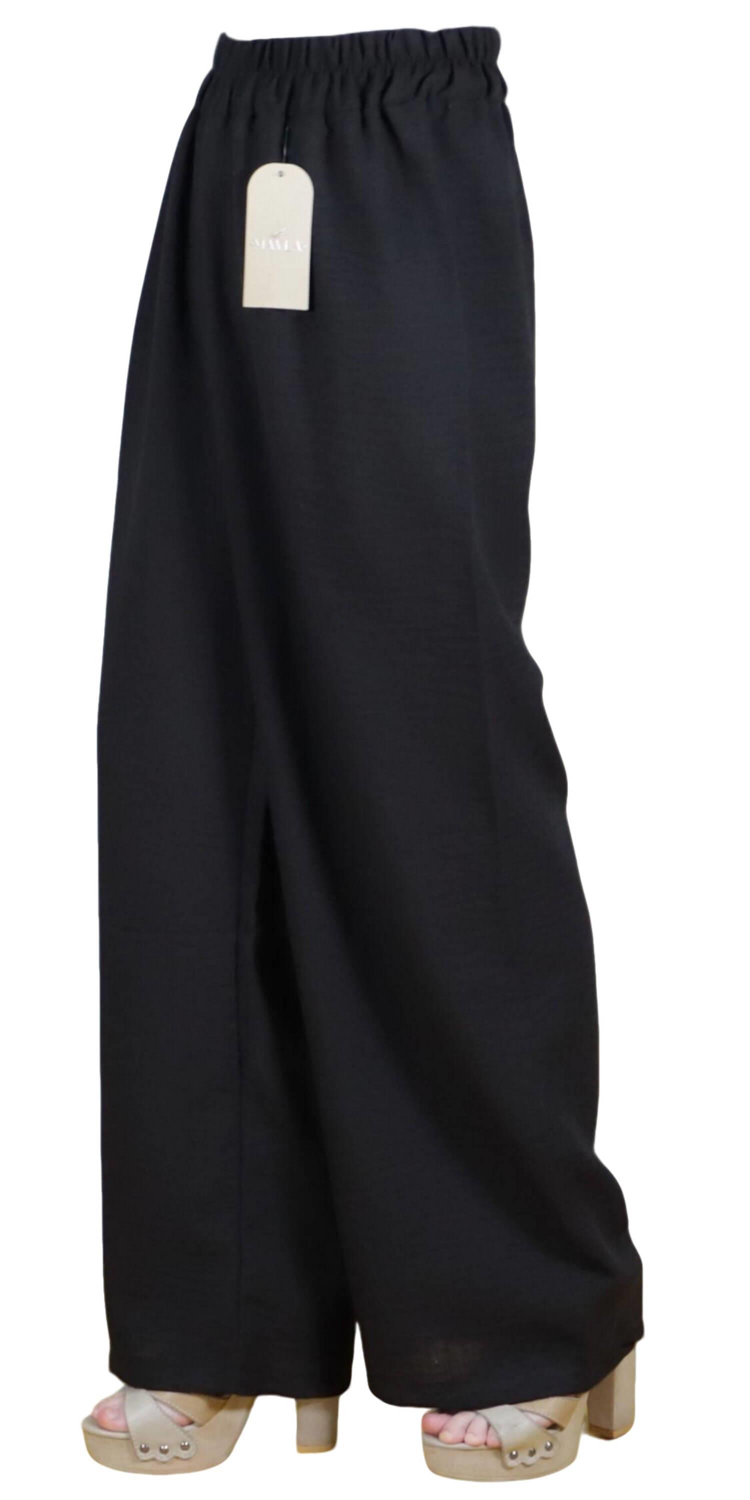 KETEN PLAZZO PANTOLON-SİYAH