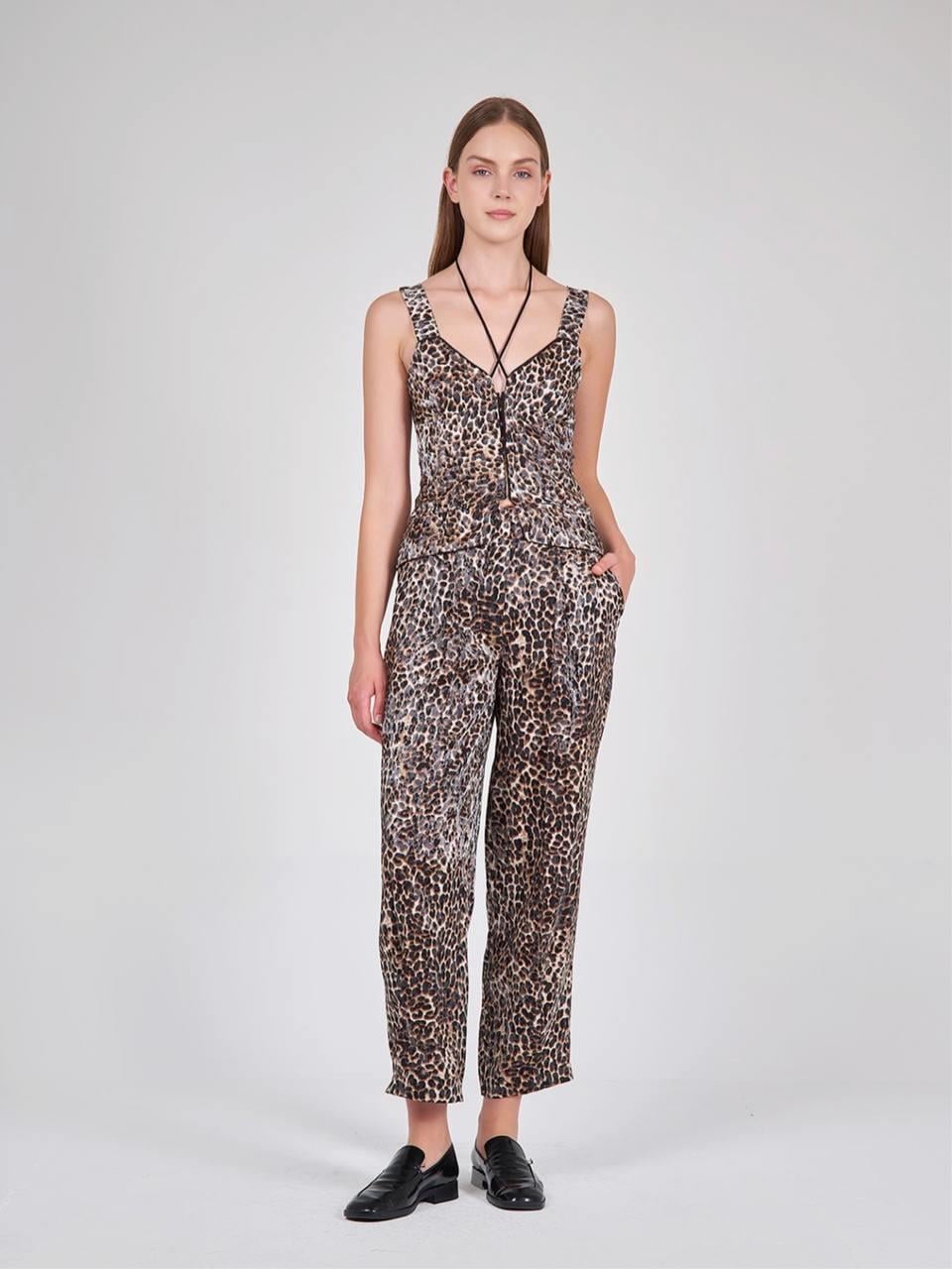 LEOPAR DESENLİ BUSTİYE ÜST VE PANTOLON TAKIM