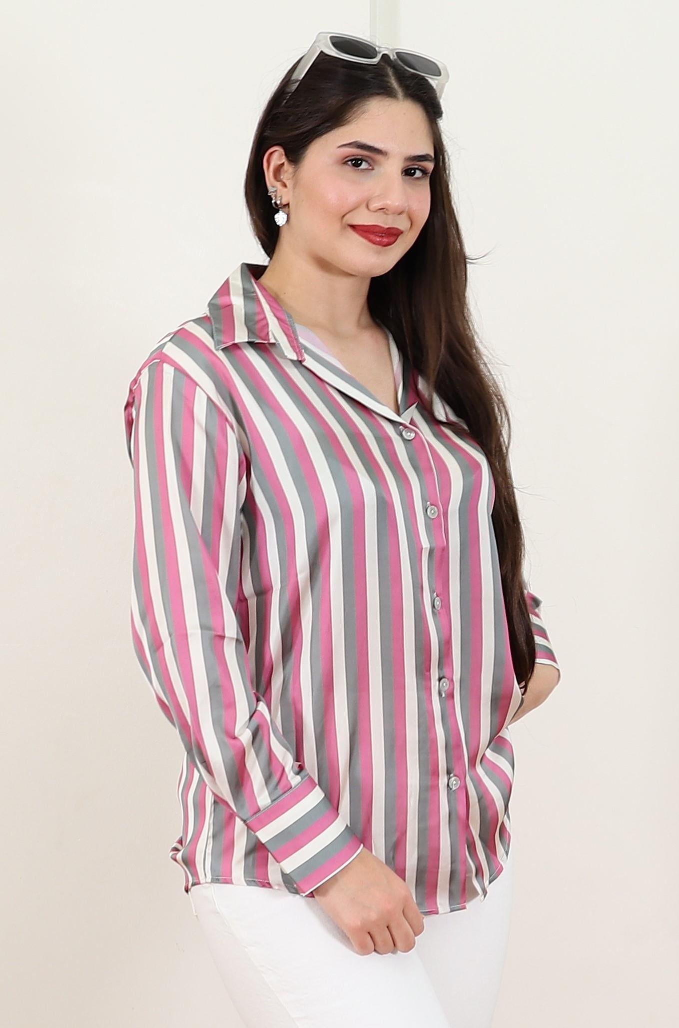 SATEN ÇİZGİLİ GÖMLEK