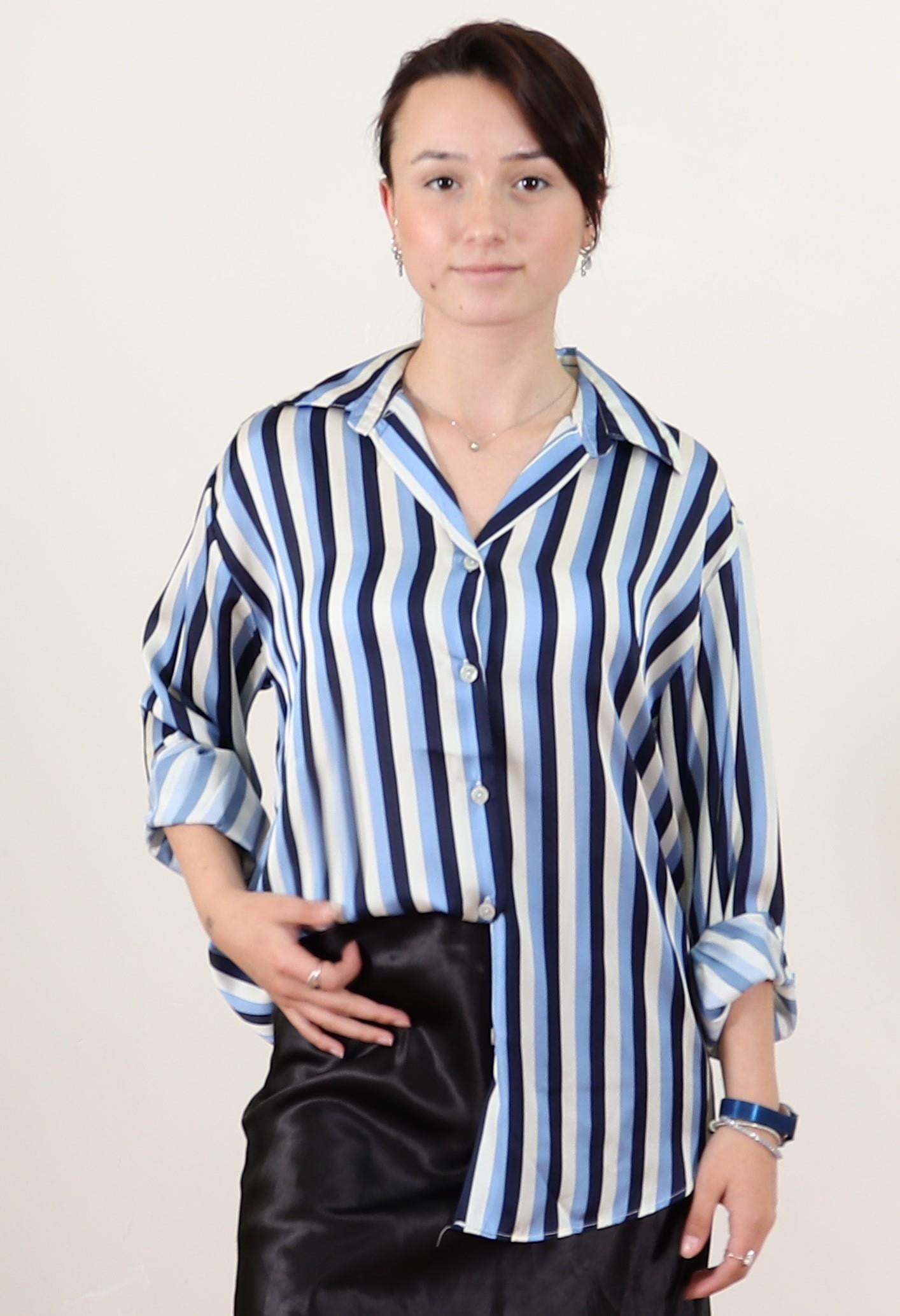 SATEN ÇİZGİLİ GÖMLEK