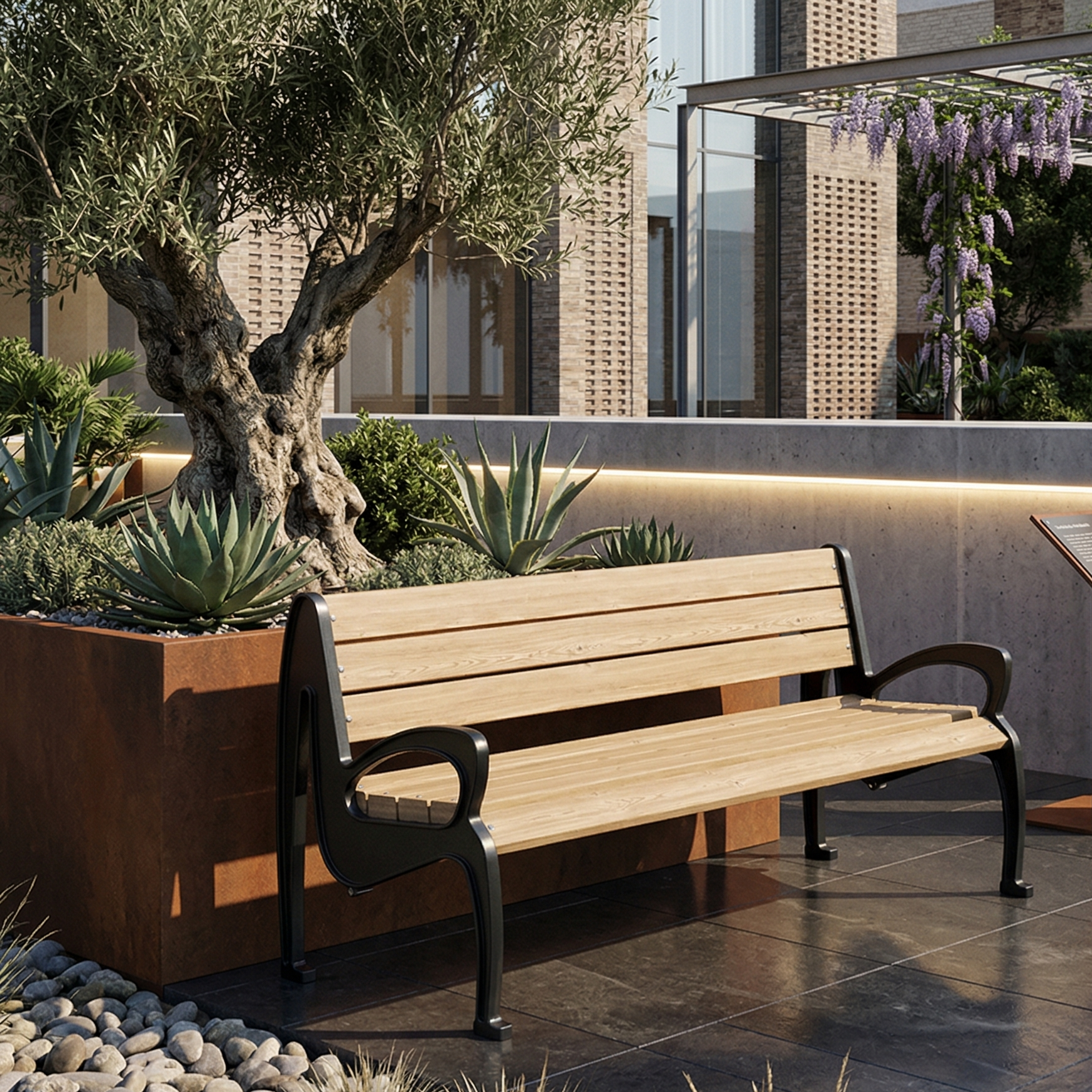 Futuristic Design Cast Aluminum Seating Bench