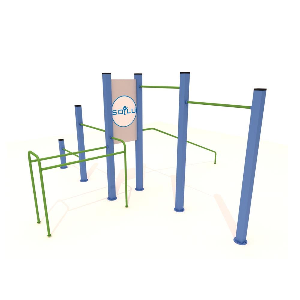 Outdoor Workout Station 490x490 cm – 7-Person Multi-Exercise Unit