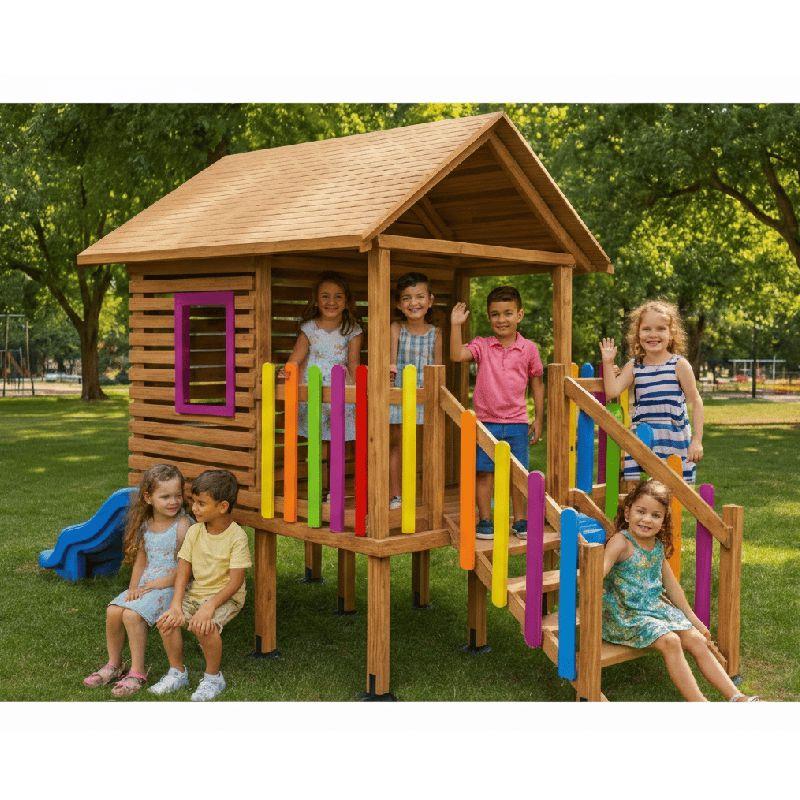 Wooden Activity House SG26 – Playground with Colorful Fence