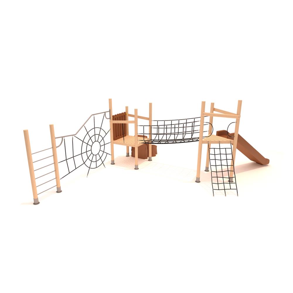 Ahşap Çocuk Oyun Parkı 5.5x6.5m, Halat Köprülü Model