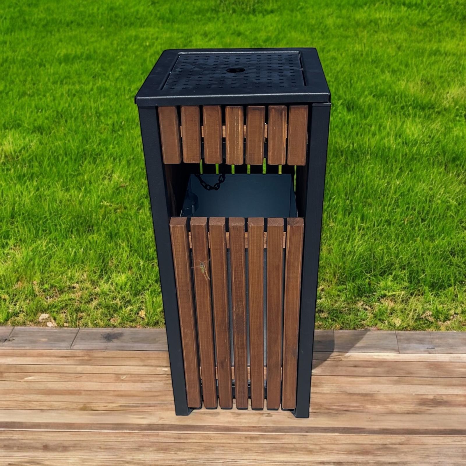 Square Wooden Waste Bin – 28L – 31x70 cm