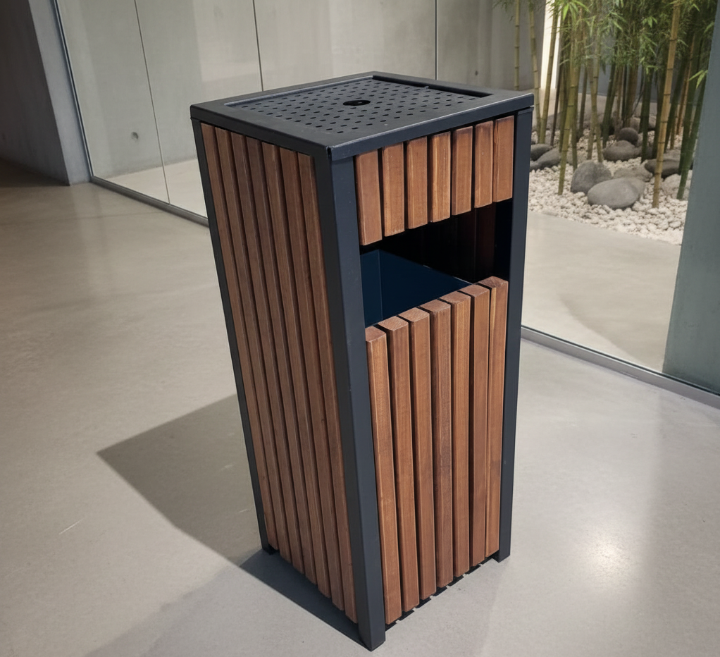 Square Wooden Waste Bin – 28L – 31x70 cm