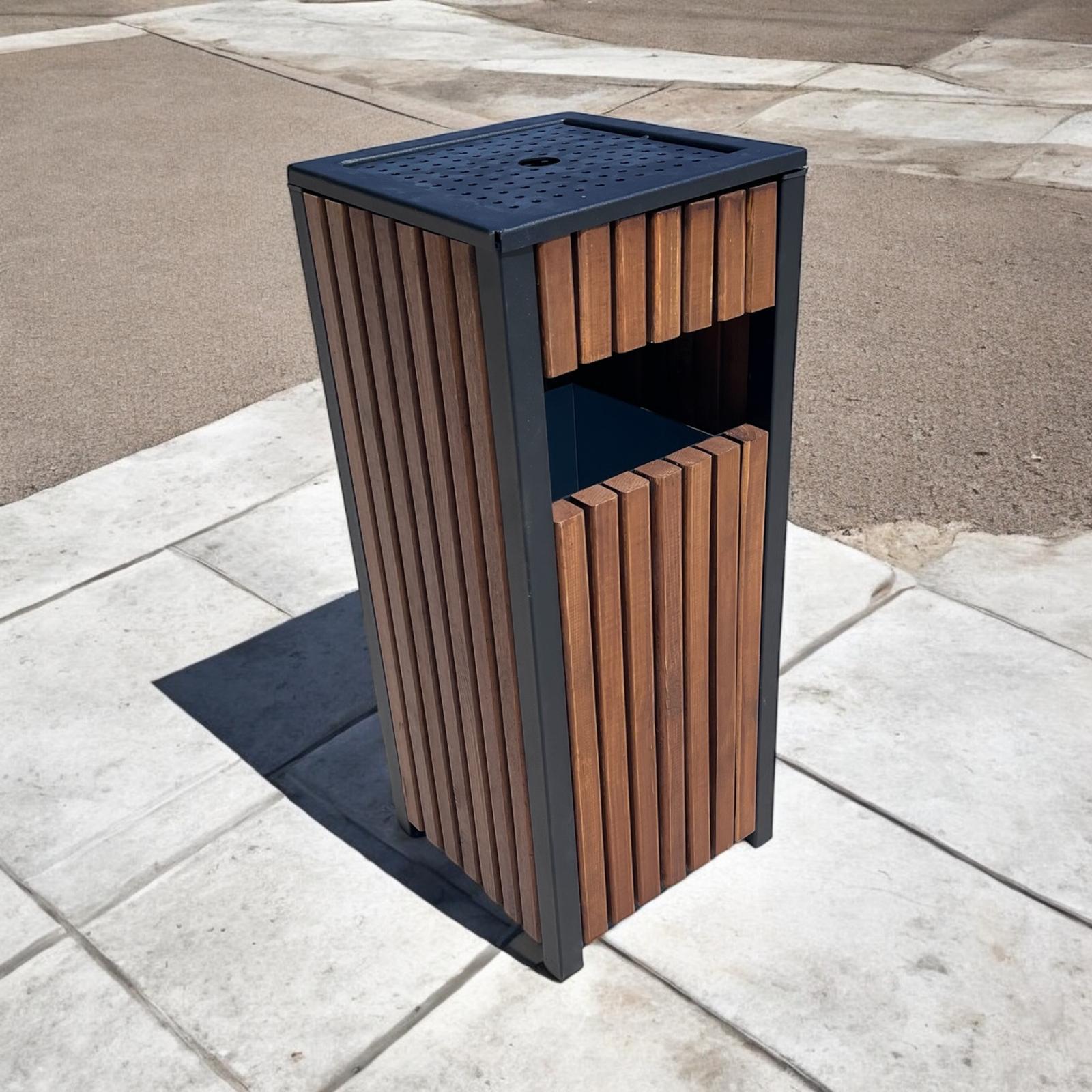 Square Wooden Waste Bin – 28L – 31x70 cm