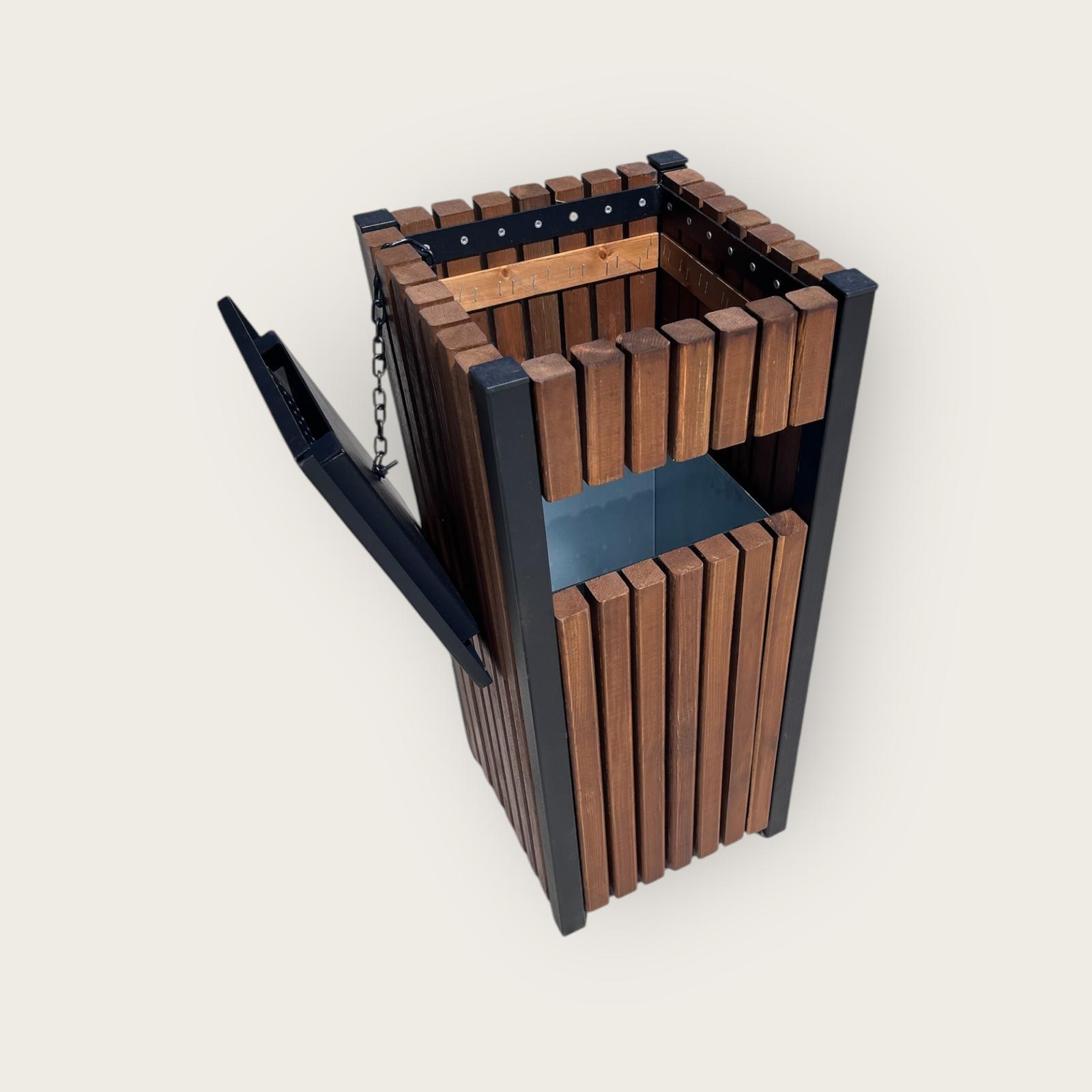 Square Wooden Waste Bin – 28L – 31x70 cm