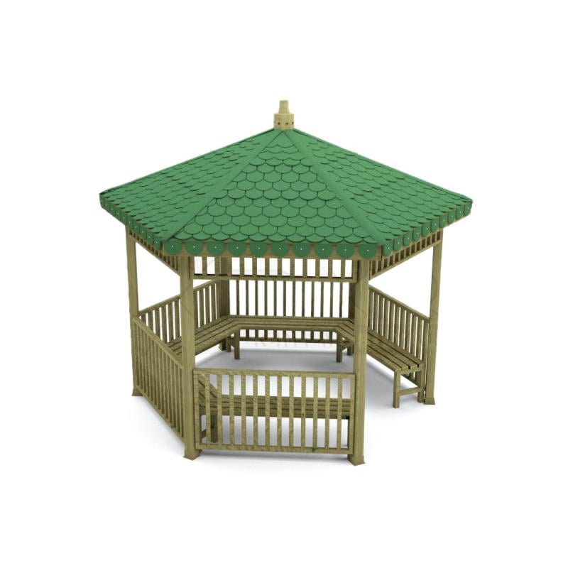 Ahşap Kamelya Altıgen Tek Çatılı, Oturmalı 4x4m