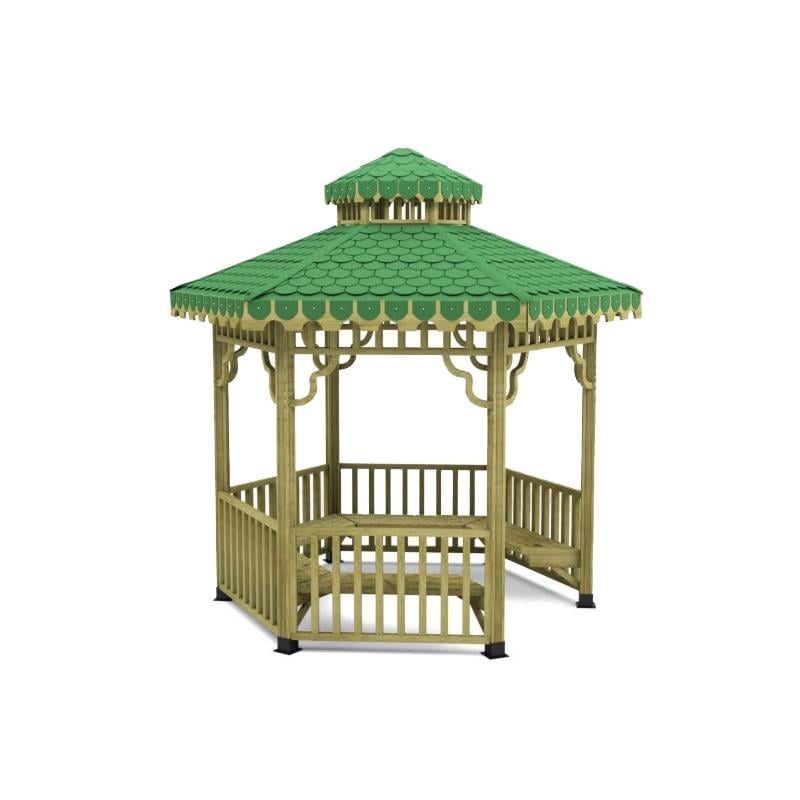 Ahşap Kamelya, Çift Çatılı Altıgen, Oturmalı 3x3m