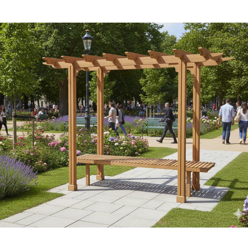 Ahşap Pergola  2x1.3m, Düz Oturmalı Model