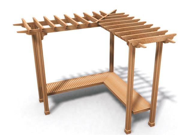Ahşap Pergola 2x2m, Oturmalı Köşeli Model