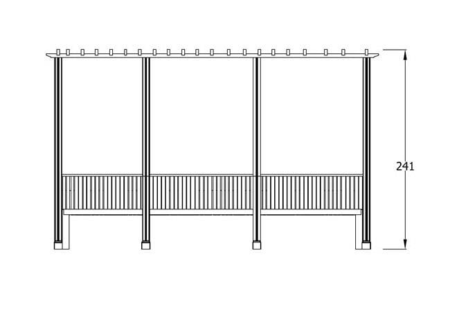 Ahşap Pergola 4x1.5m, Oturmalı Model