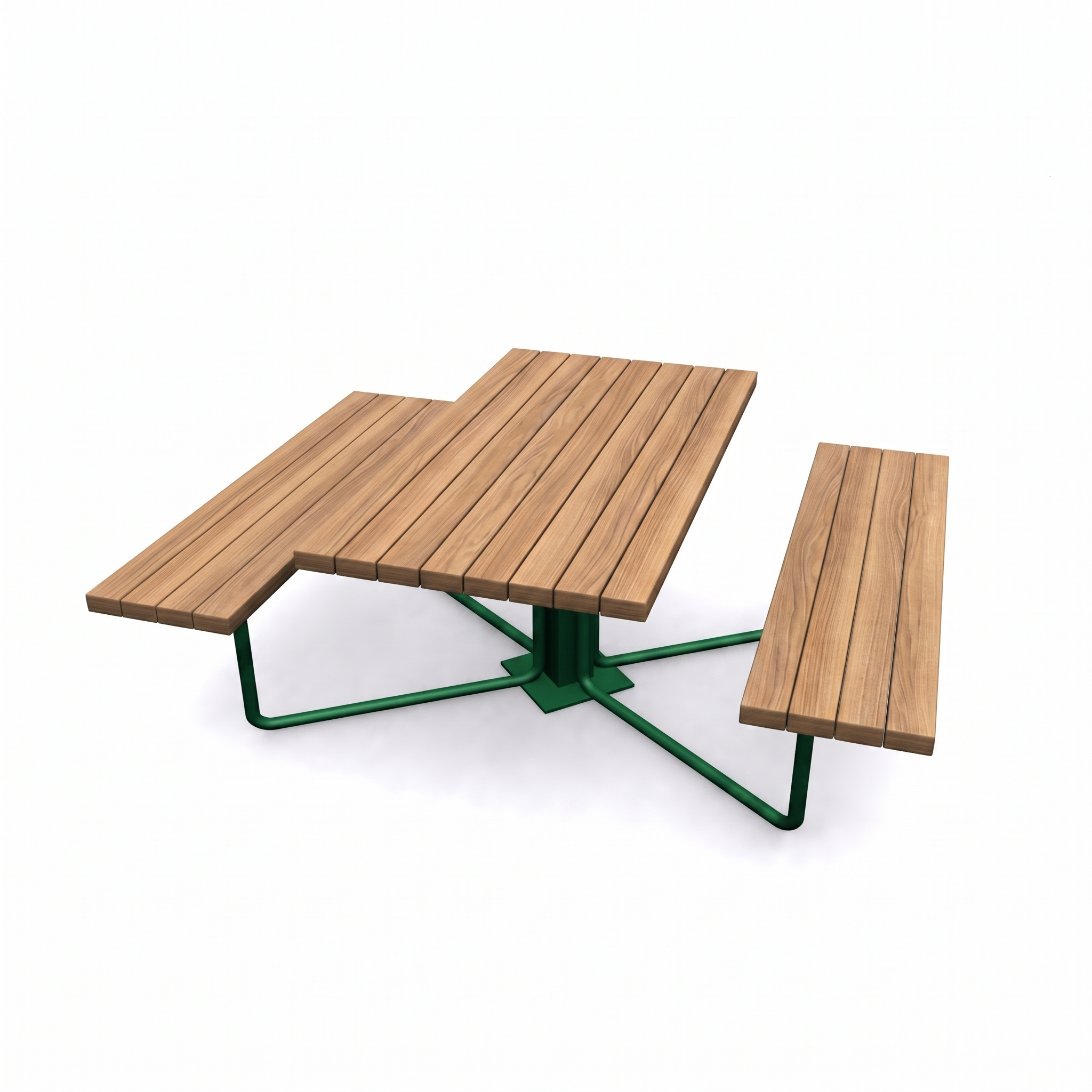 Wooden Picnic Table without Backrest, 145 cm – Metal Legs