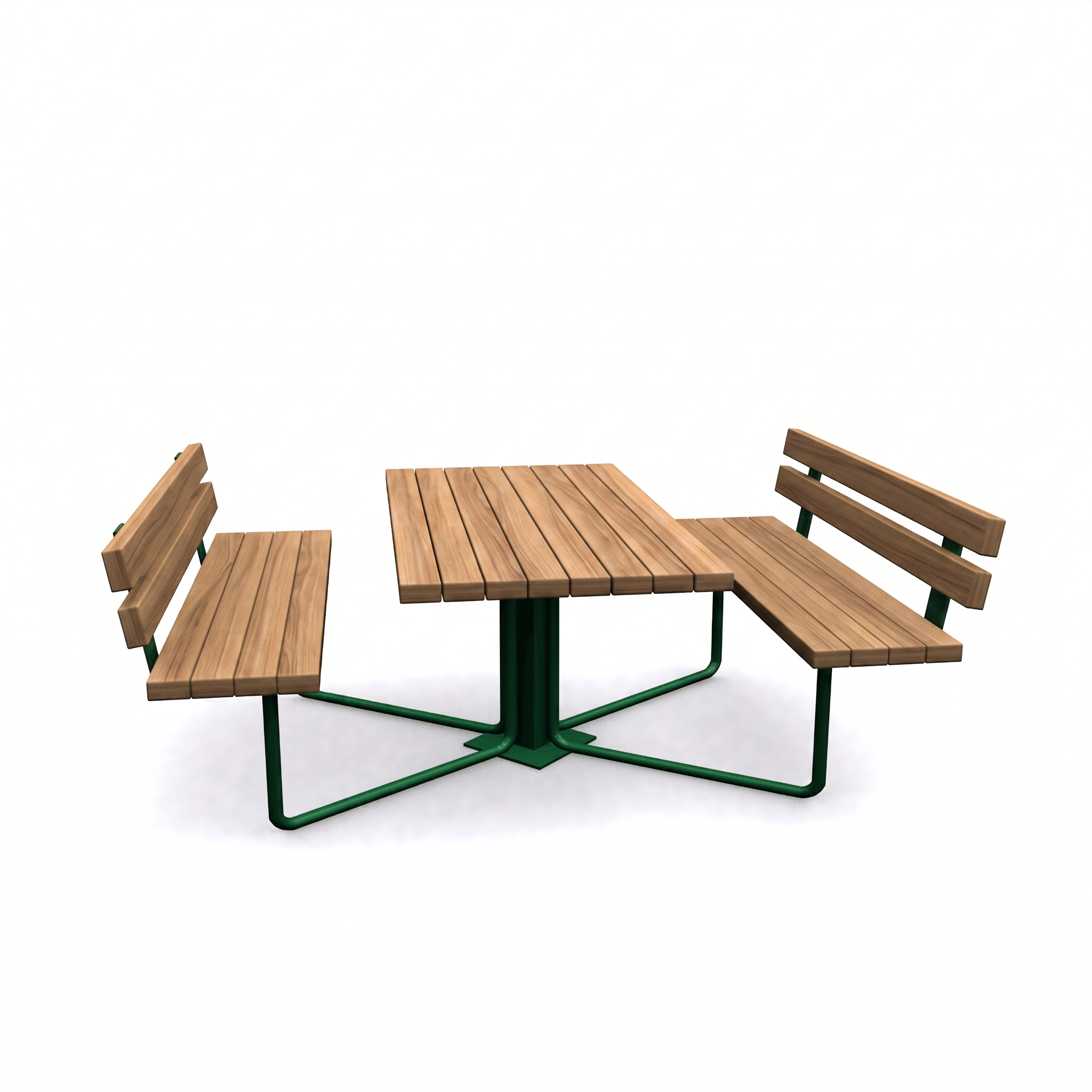 Wooden Picnic Table with Backrest, 145 cm – Metal Legs