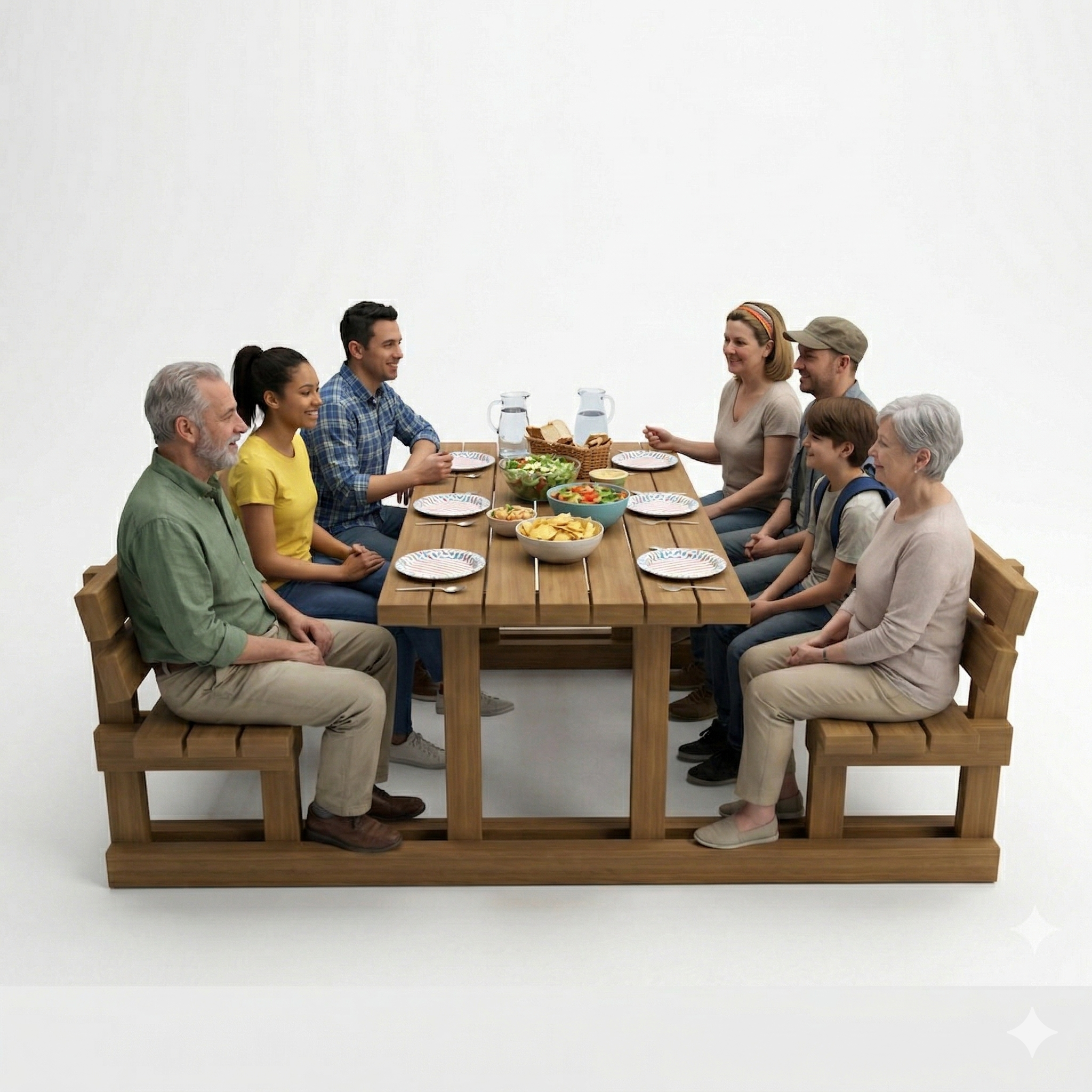 Wooden Picnic Table with Backrest, 170 cm